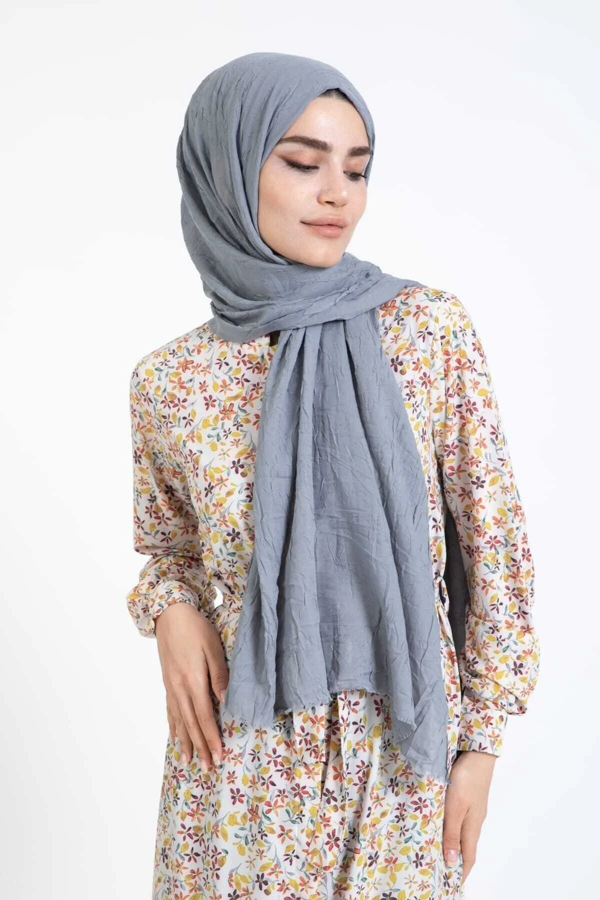 Gri Bambu Kraş Şal