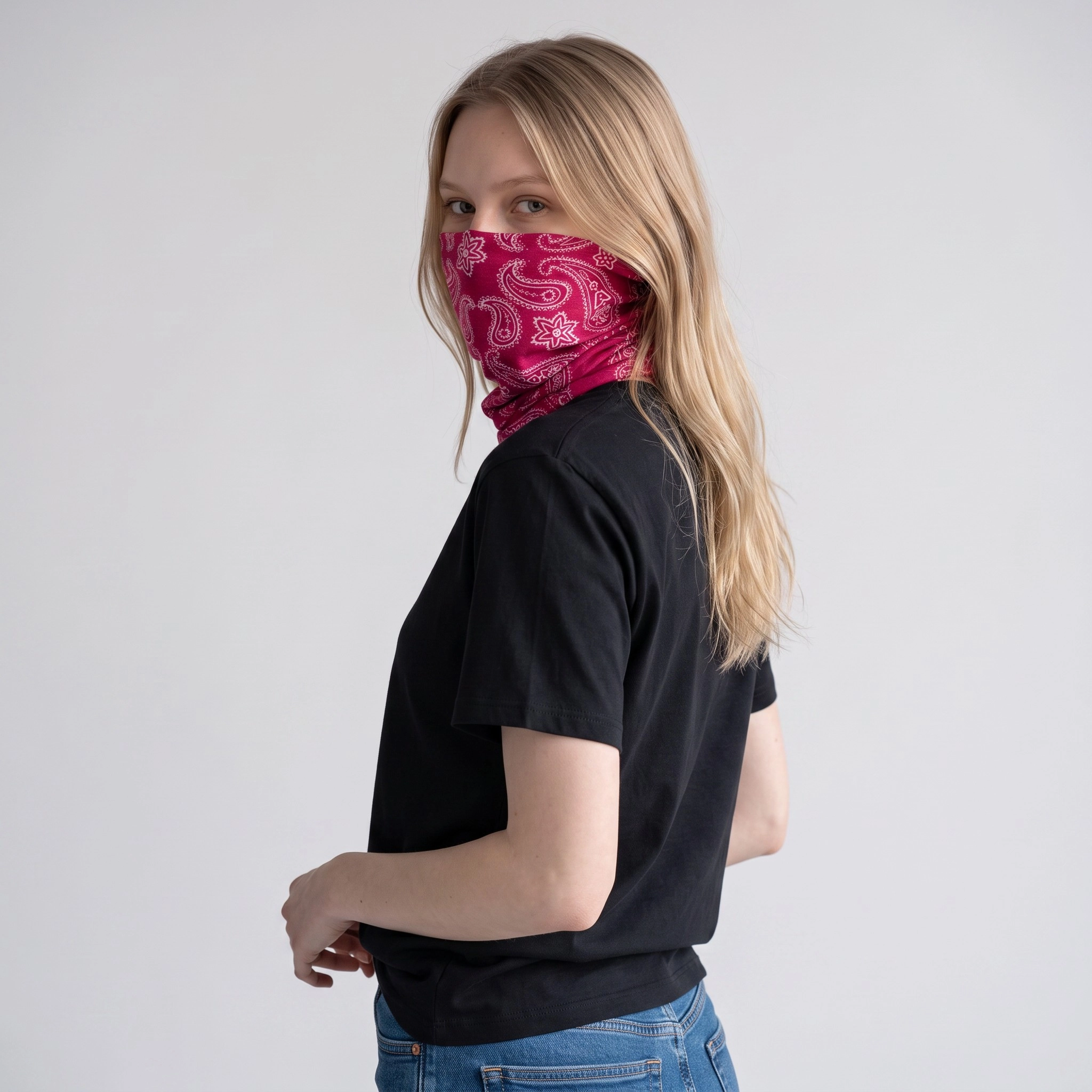 Çok Fonksiyonlu Dikişsiz Fuşya Bandana-Motosiklet Yüz Maskesi, Spor Kafa Bandı ve Boyunluk