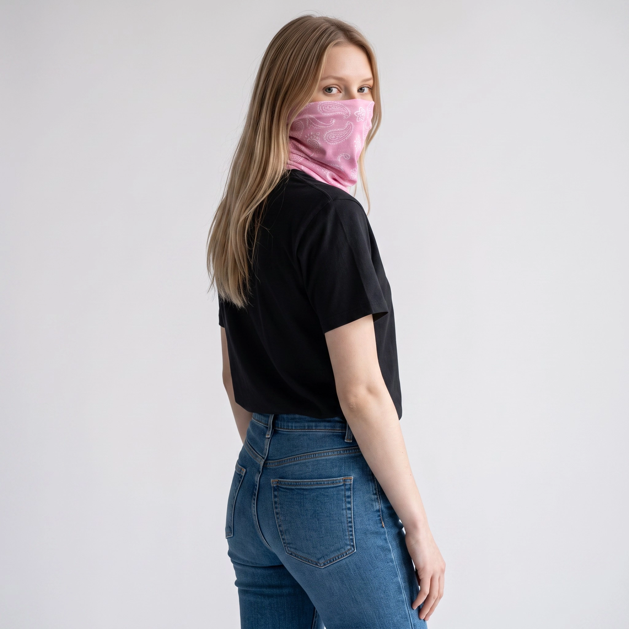Çok Fonksiyonlu Dikişsiz Pembe Bandana-Motosiklet Yüz Maskesi, Spor Kafa Bandı ve Boyunluk