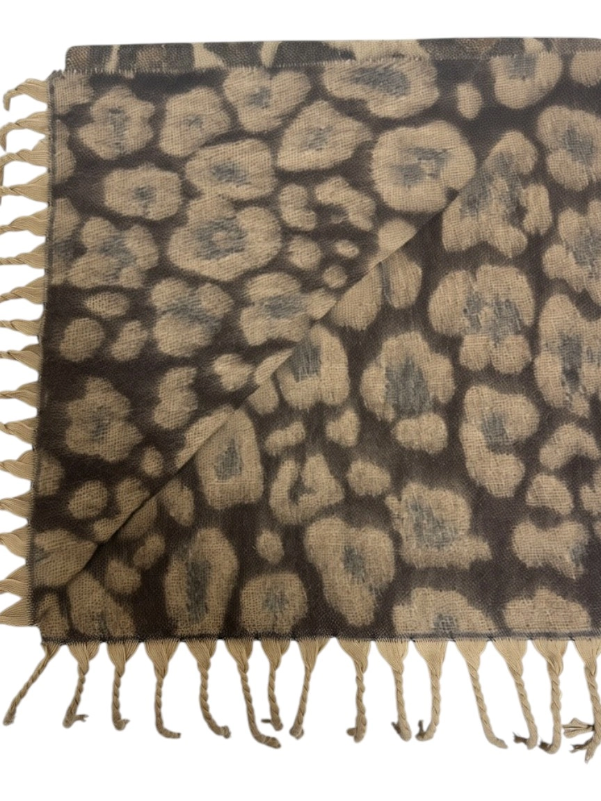Kadın Leopar Desenli Saçaklı Yumuşak Dokulu Atkı 45x190 cm