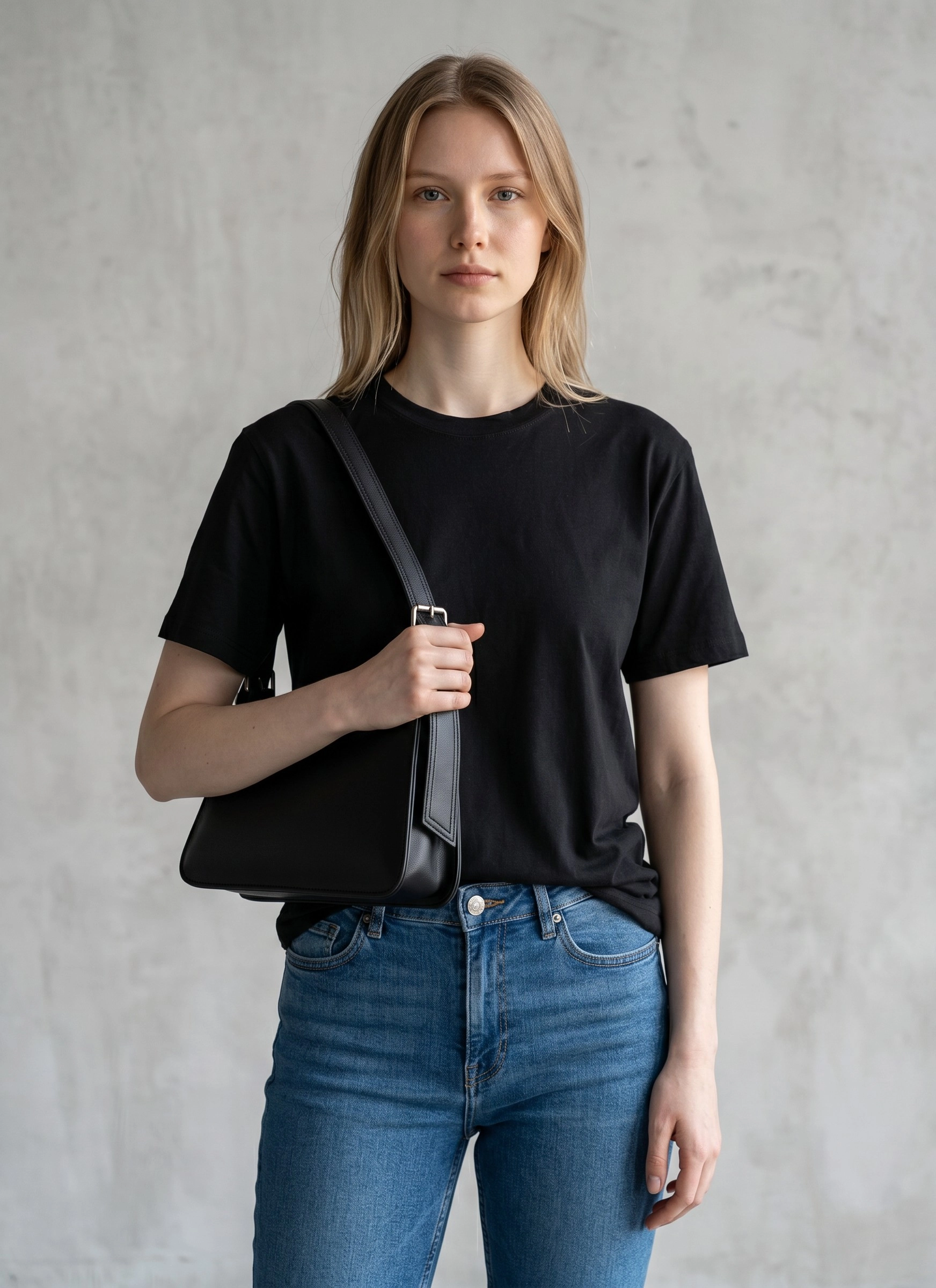 Kadın Siyah Minimalist Baget Omuz Çantası