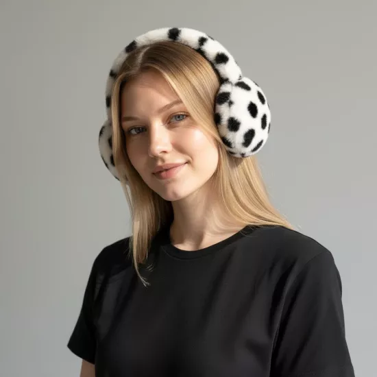 Yumuşak Peluş Kadın Leopar Desenli Kulak Koruyucu