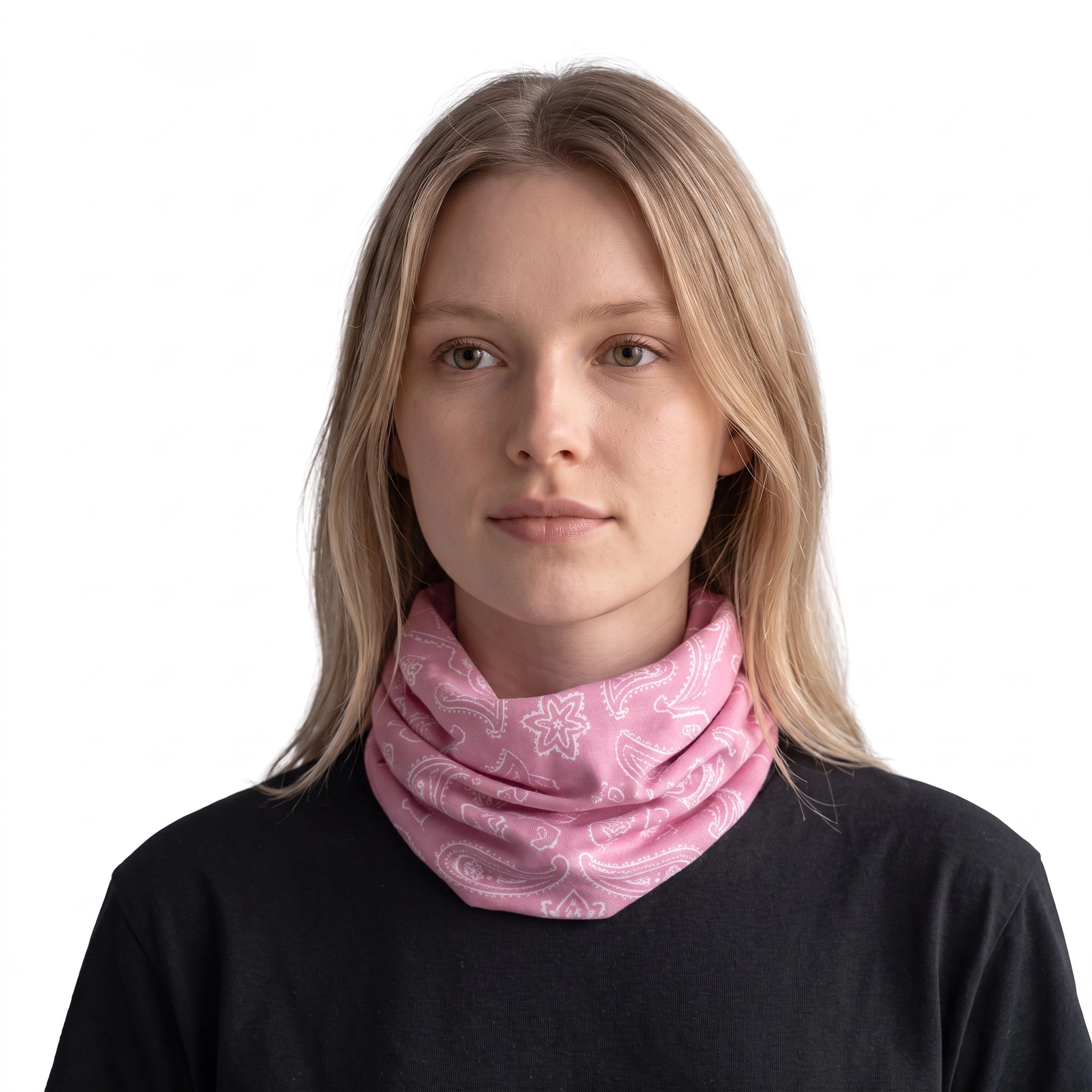 Çok Fonksiyonlu Dikişsiz Pembe Bandana-Motosiklet Yüz Maskesi, Spor Kafa Bandı ve Boyunluk