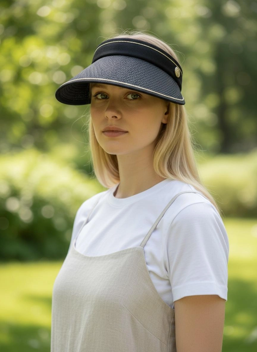 Siyah Hasır Desenli Siperlik Ayarlanabilir Vizör Şapka