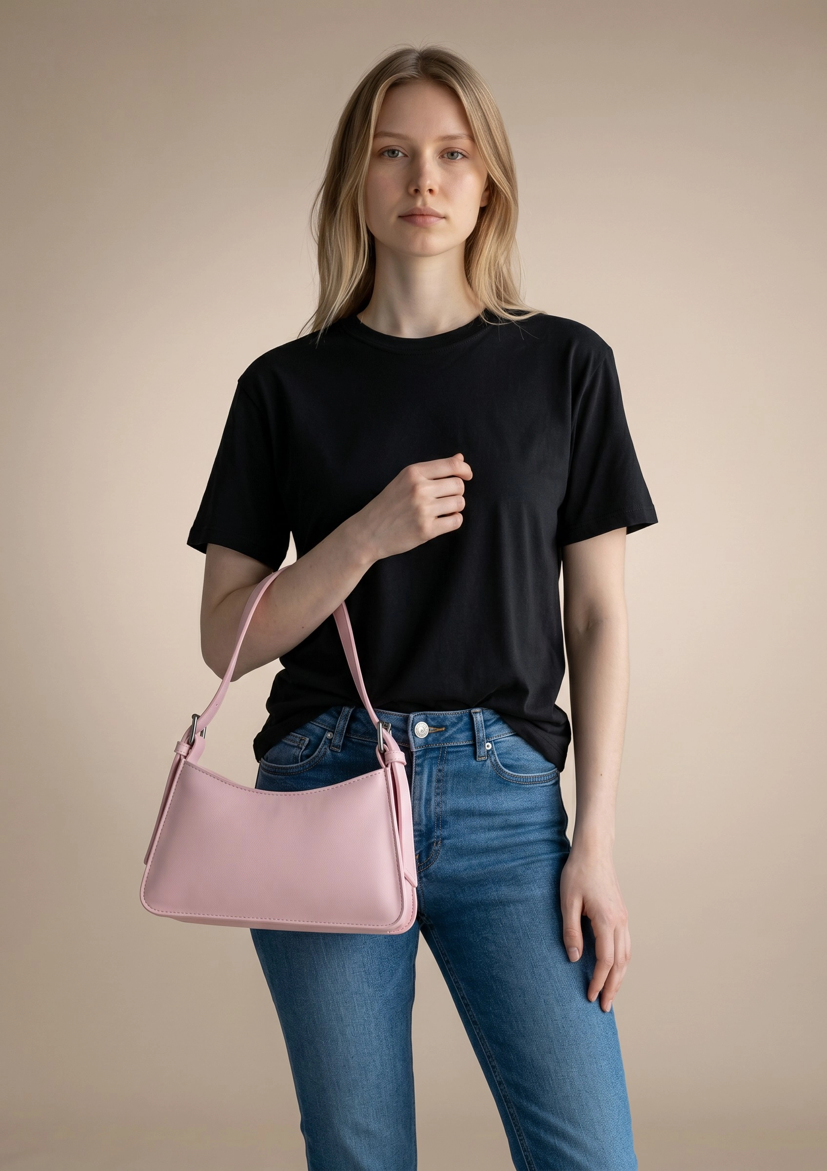 Kadın Pembe Minimalist Baget Omuz Çantası