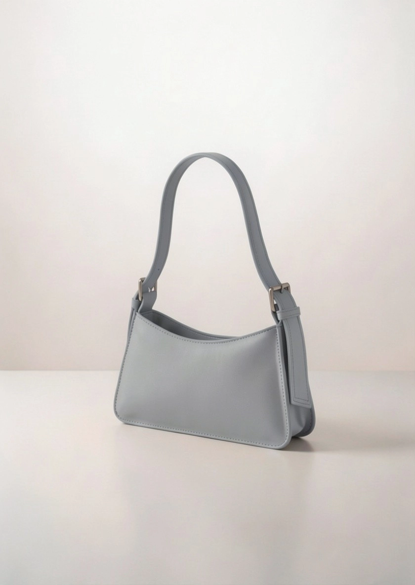 Kadın Gri Minimalist Baget Omuz Çantası