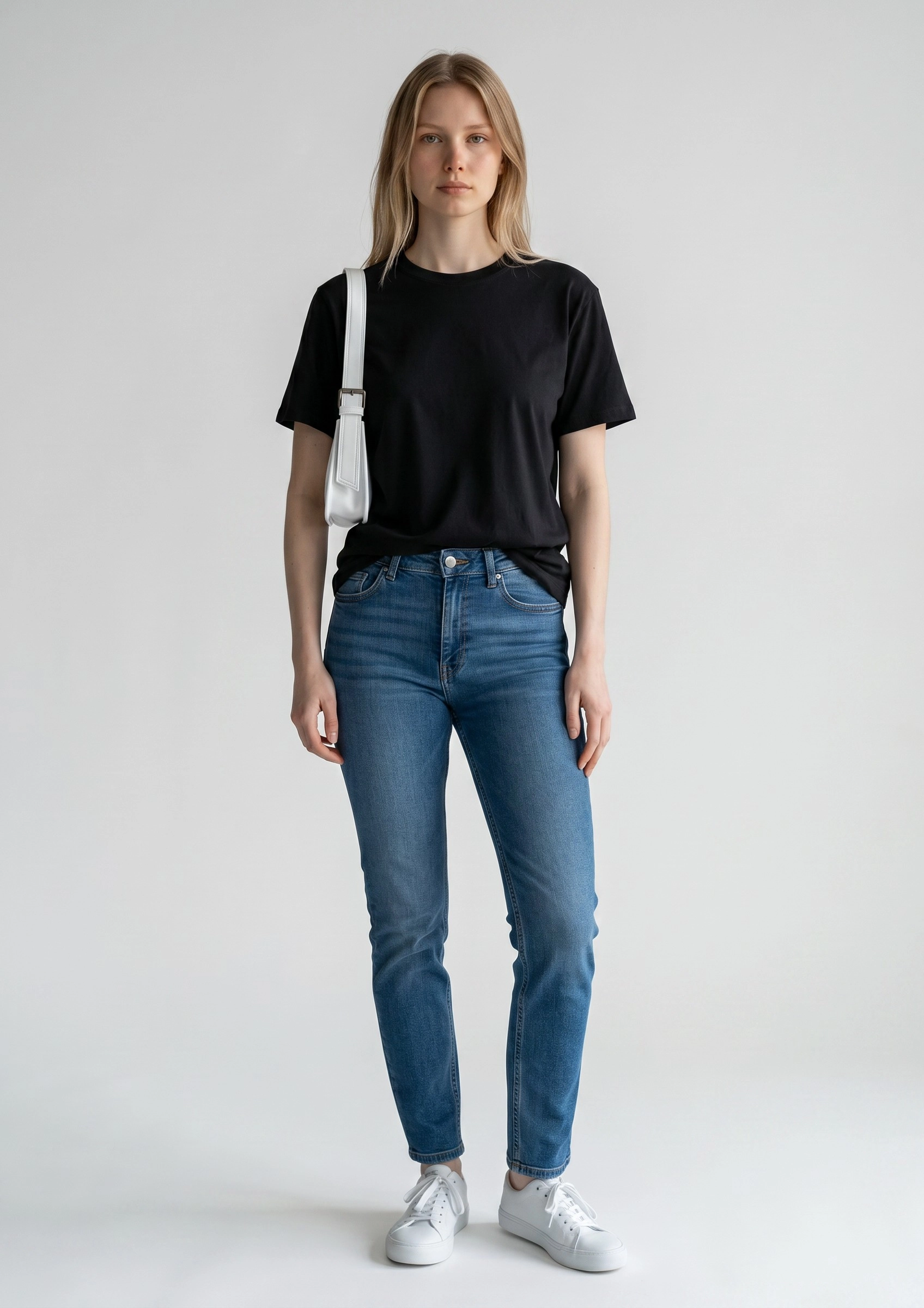 Kadın Beyaz Minimalist Baget Omuz Çantası