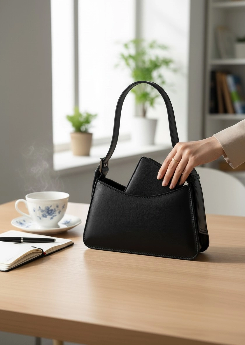 Kadın Siyah Minimalist Baget Omuz Çantası