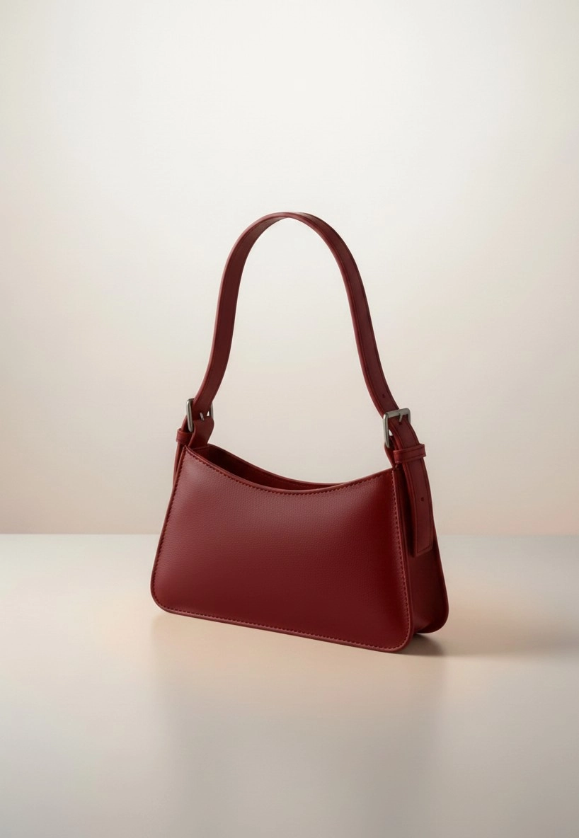 Kadın Bordo Minimalist Baget Omuz Çantası